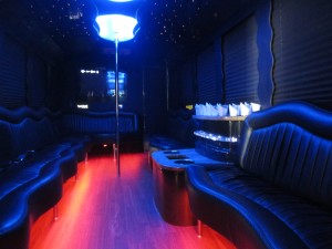 Red Limo Bus Rental Interior