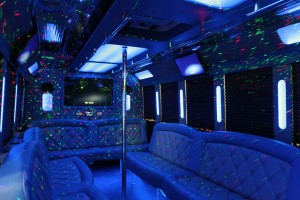 Blue interior Party Bus Houston